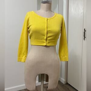 Pins and Needles Yellow Cropped Cardigan Sweater Y2K Women Size M Button Front